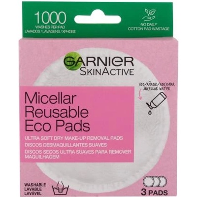 Garnier Skin Naturals Micellar Reusable Eco Pads почистващи тампони за грим за многократна употреба 3 бр
