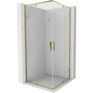 Mexen Exo-R Duo квадратна душ кабина 90 x 90 см, прозрачна, златиста - 8110-090-090-50-00 (8110-090-090-50-00)