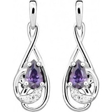 Silver Cat náušnice s amethystovým zirkónom SC403