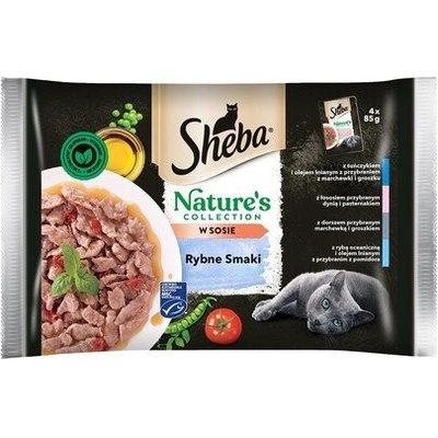 Sheba Nature’s Collection rybí Smaki z tuňáka a lněného oleje v omáčce 4 x 85 g