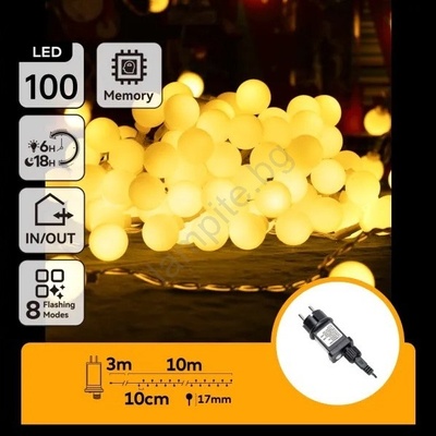 Aigostar - LED външен декоративен гирлянд 100xLED/3, 6W/230V/8 функции 10m IP44 топло бяло (AI2176)