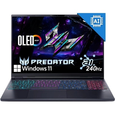 Лаптоп Acer Predator Helios Neo 16S AI OLED PHN16S-71 (NH. QX7EX. 005), двадесет и четириядрен Intel Core Ultra 9 275HX 2.7/5.4 GHz, 16" (40.64 cm) WQXGA OLED 240Hz Display & GF RTX 5070 Ti 12GB, (H (NH.QX7EX.005)