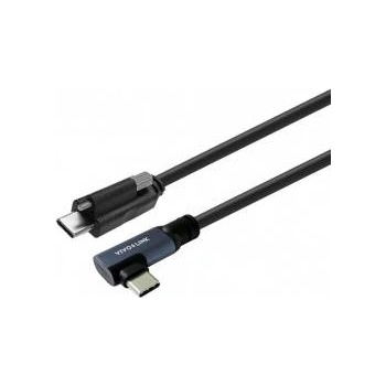 VivoLink USB-C to USB-C Angled Cable with lock screw 6m Supports 20 Gbps data Certified for Business