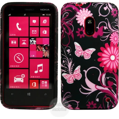 Nokia Lumia 620 Black Butterfly Силиконов калъф + Протектор