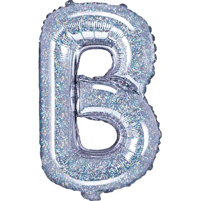PartyDeco Балон от фолио Mini - Буква В 35см холографичен