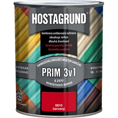 Hostagrund 3v1 Prim základná aj vrchná farba na kov S2177 0,6 l červená