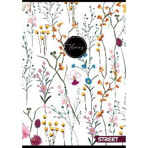 STREET Тетрадка с телчета А4, 60 листа, широки редове, БГ, Flowers (25605-А-FLOWERS)