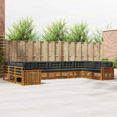 vidaXL Комплекти дивани с възглавница 7 pcs Натурален и Антрацит (3374207)