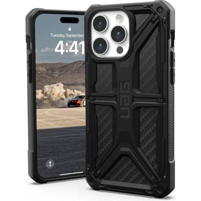 Urban Armor Gear Gear Monarch Case - удароустойчив хибриден кейс за iPhone 15 Pro Max (черен-карбон)