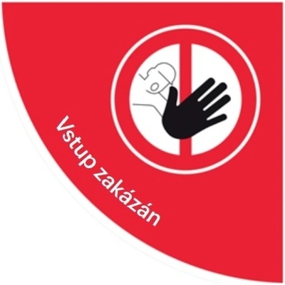 Samolepicí plošné protiskluzové značení (čtvrtkruh), ''přístup zakázán'' – PVC, 900×900 mm