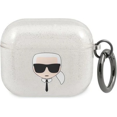 Karl Lagerfeld Калъф Karl Lagerfeld KLA3UKHGS Glitter Karl`s Head, за Apple AirPods 3, сребрист (KF000836-0)