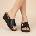 Черни чехли на платформа с декорация-бяла перла