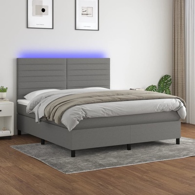 Petrashop 3134966 boxspring postel s matrací a LED tmavě šedá textil