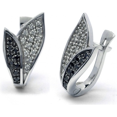 Klenoty Budín ručně vyrobené z bílého zlata s černými a bílými diamanty J-28294-17