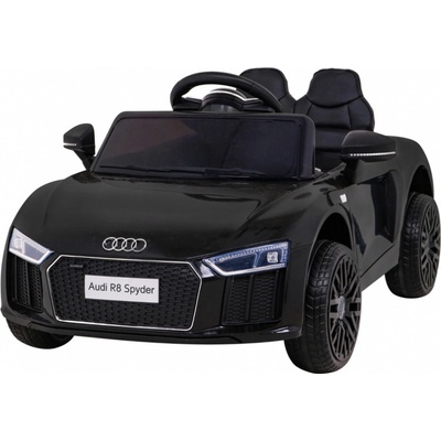 Joko elektrické autíčko Audi R8 Spyder kožené sedadlo penové kolesá FM rádio odpružené lak čierna