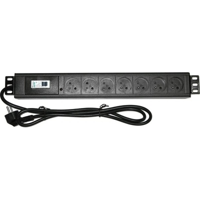 XtendLan ZASUVKA7B1-19 Rozvodný panel, 19", 7x 230V, ČSN, nadproudový jistič/vypínač ZASUVKA7B1-19