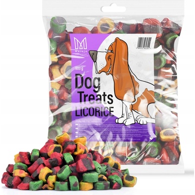 MERSJO Tresérky maškrta pre psa, pochúťka s príchuťou sladkého drievka 500 g