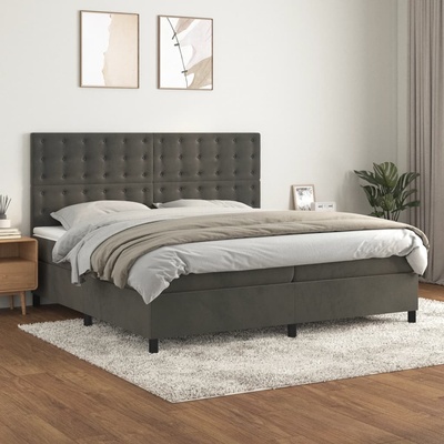 Petrashop 3143284 boxspring postel s matrací tmavě šedá samet
