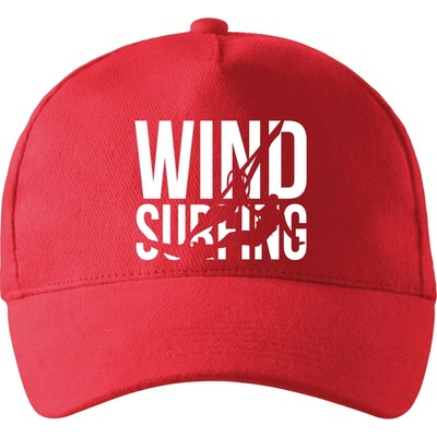 Windsurfing nápis so zahnutým šiltom a mosaznou sponou Červená