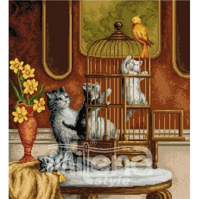 Milena Style Игриви котета - гоблен със схема конци dmc 1: 1
