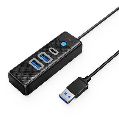 USB 3.0 Hub With USB-A and USB-C Ports (PWC2U-U3-015-BK-EP) - USB-A 3.0 хъб с 2xUSB-А порта и 1xUSB-C порт за за MacBook и преносими компютри (черен)