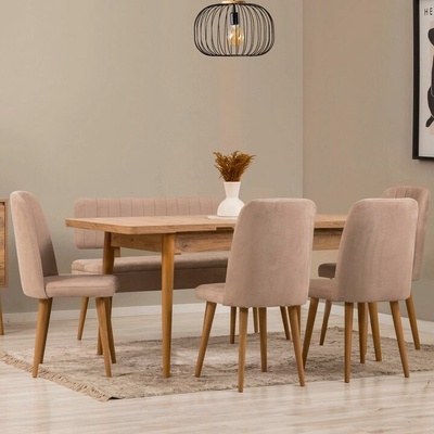 Sconto Jedálenská zostava Vina 4 svetlohnedá / borovica atlantic