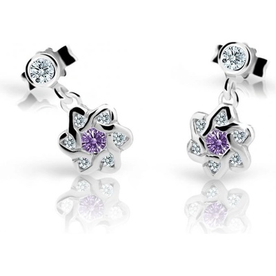 Danfil dievčenské náušnice kvetiny C2149 z bieleho zlata amethyst puzeta