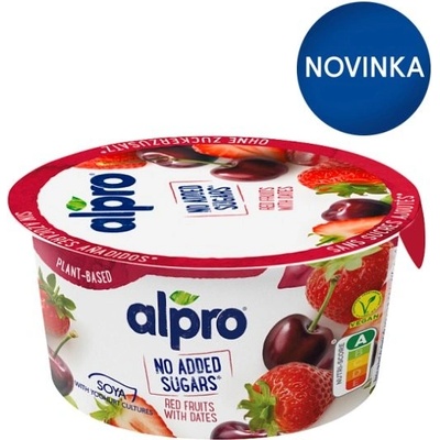 Alpro sójová alternatíva jogurtu bez pridaného cukru višňa jahoda datle 135 g