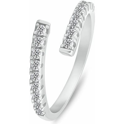 Brilio Silver Slušivý stříbrný otevřený prsten se zirkony RI144W