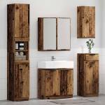 vidaXL Комплект мебели за баня 4 бр. Старо дърво 64, 5 x 33, 5 x 59 см (3415801)