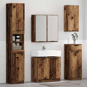 vidaXL Комплект мебели за баня 4 бр. Старо дърво 64, 5 x 33, 5 x 59 см (3415801)