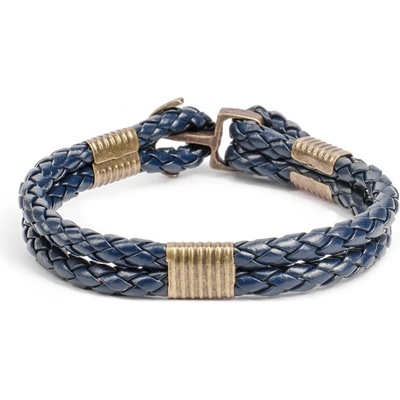 Base Мъжка кожена гривна - Тъмносиня 20230901022 (406173_Тъмно син)