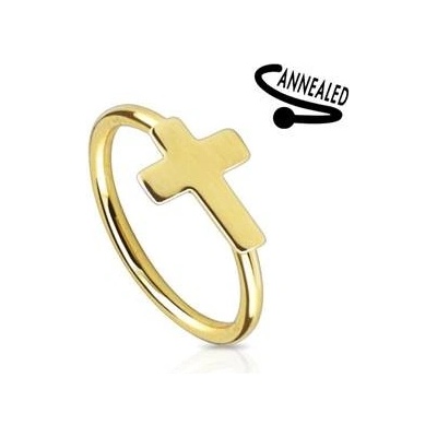 Šperky4U piercing do nosu ucha kruh s křížkem N0023-GD