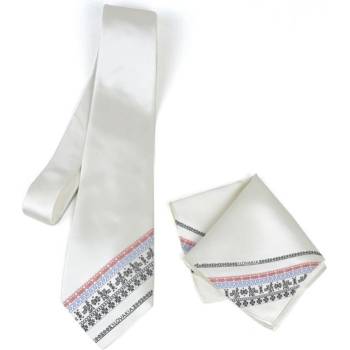 Hodvábna kravata + vreckovka Slovakia Čičmany