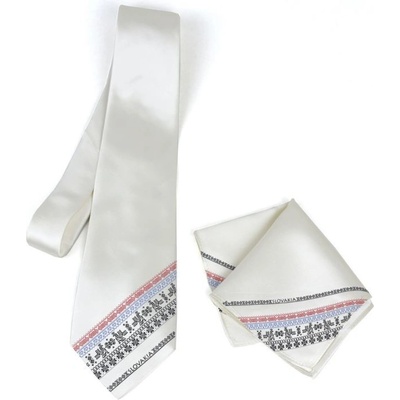 Hodvábna kravata + vreckovka Slovakia Čičmany