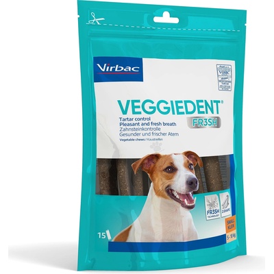 Virbac Veggiedent Fresh - дентални ламели S за кучета до 10 кг, 15 бр