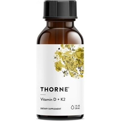 Thorne Vitamin D3 + K2, капки, 500 IU/100 mcg, 30 ml, Thorne (50001 (KD500) TR)