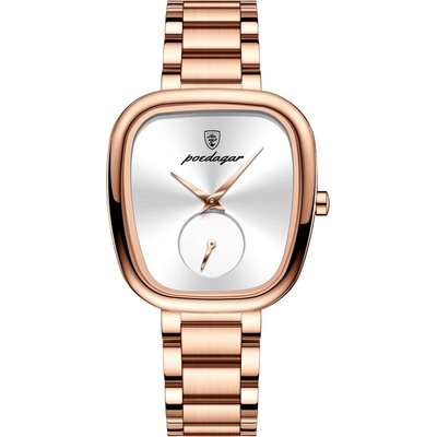 Poedagar Дамски часовник Poedagar CS1893, неръждаема стомана, розово злато, бял циферблат (CS1893)