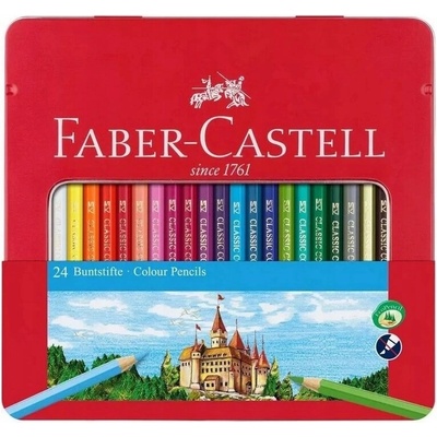 Faber Castell FC-115824 farebné ceruzky Faber-Castell Castle šesťhranné kovové puzdro s 24 ks