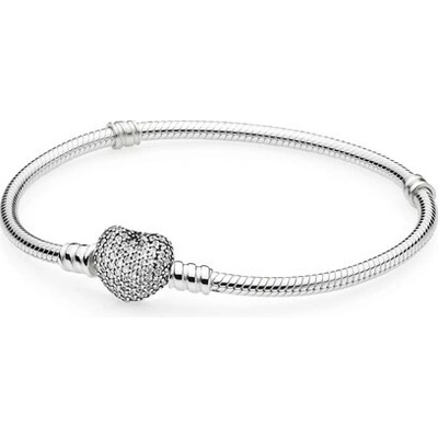 PANDORA Náramok Moments strieborný Pavé srdce 17 cm 590727CZ-17