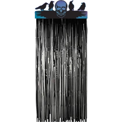 Amscan Парти завеса - Холографски черепи, 99 см х 235 см