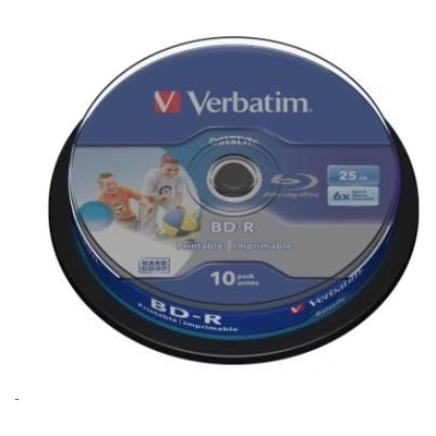 Verbatim BD-R SL Datalife HTL (10-pack)Blu-Ray/Spindle/6x/25GB Wide Printable (43804)