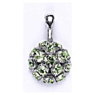 Čištín Stříbrný přívěšek se Swarovski krystaly chryzolit ,půlkoule,P 1337