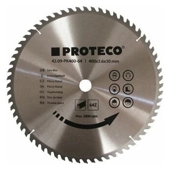 Proteco pílový kotúč 400 x 3,6 x 30 mm 64 WZ HM