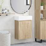 vidaXL Мивка за баня със смесител Дъб сонома 45, 5 x 22, 5 x 84 см (889513)