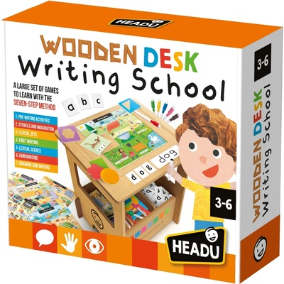 Headu Образователен комплект Headu - Дървено бюро, Училище за писане (HEN60575)