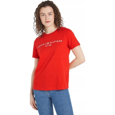 TOMMY HILFIGER DÁMSKE TRIČKO T SHIRT REG CORP LOGO C NK SS ČERVENÉ