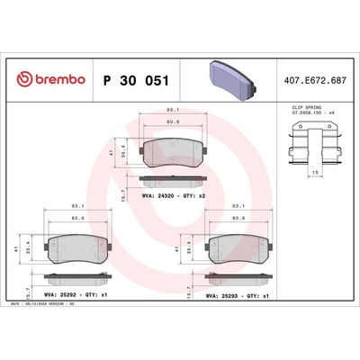 Sada brzdových destiček BREMBO P30051