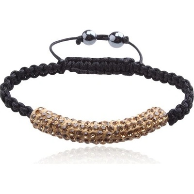 Šperky eshop Shamballa hnědožlutý váleček s kamínky černá šňůrka Q17.19