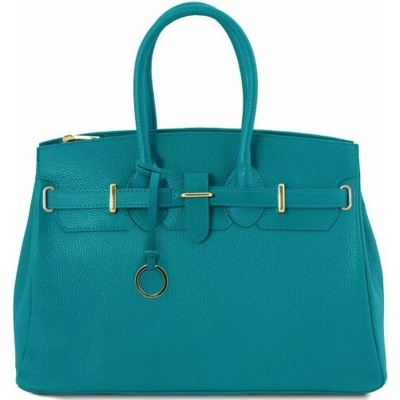 Tuscany Leather Kožená kabelka so zlatým kovaním TL Bag Tyrkysová